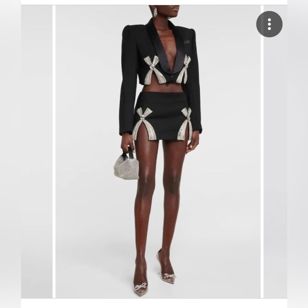 AREA NYC Black Deco Bow Slit Miniskirt - NWT- size 6